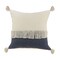 Laddha Home Designs 20" Blue and White Fringe Color Block Square Throw Pillow